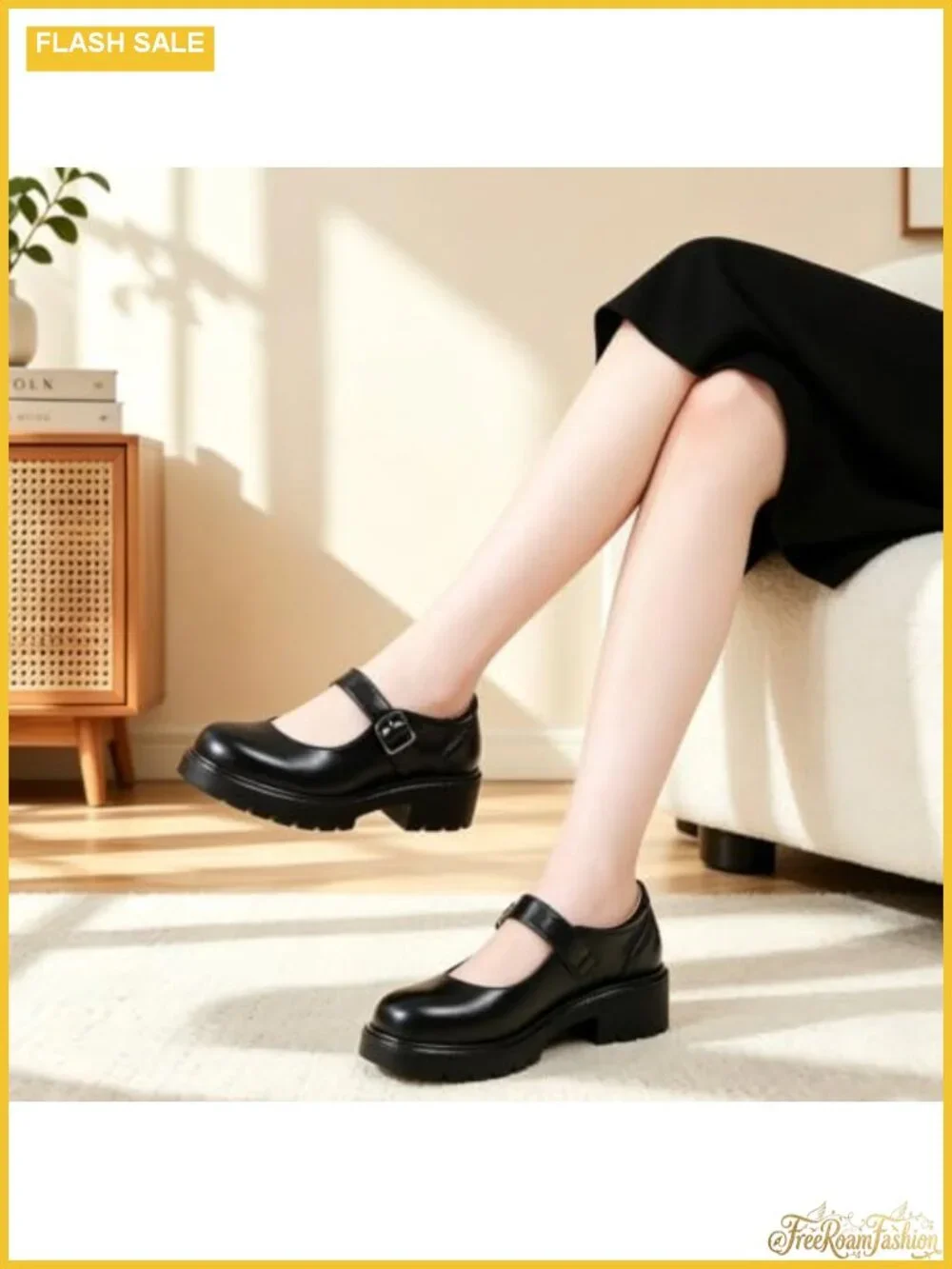 Women's Mary Jane Platform Shoes Chunky Heel Leather Memory Foam Buckle